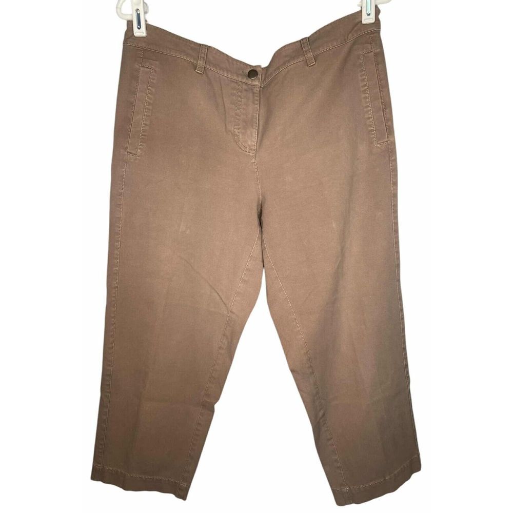 Eileen Fisher Pants‎ womens system Size Medium taupe cropped w/pockets mid rise